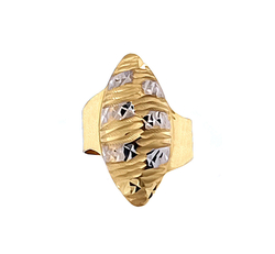 Ring aus Gelb- und Weissgold mit Handgravur