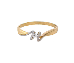 Ring aus Gelb- und Weissgold mit Zirkonia