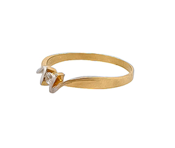 Ring aus Gelb- und Weissgold mit Zirkonia